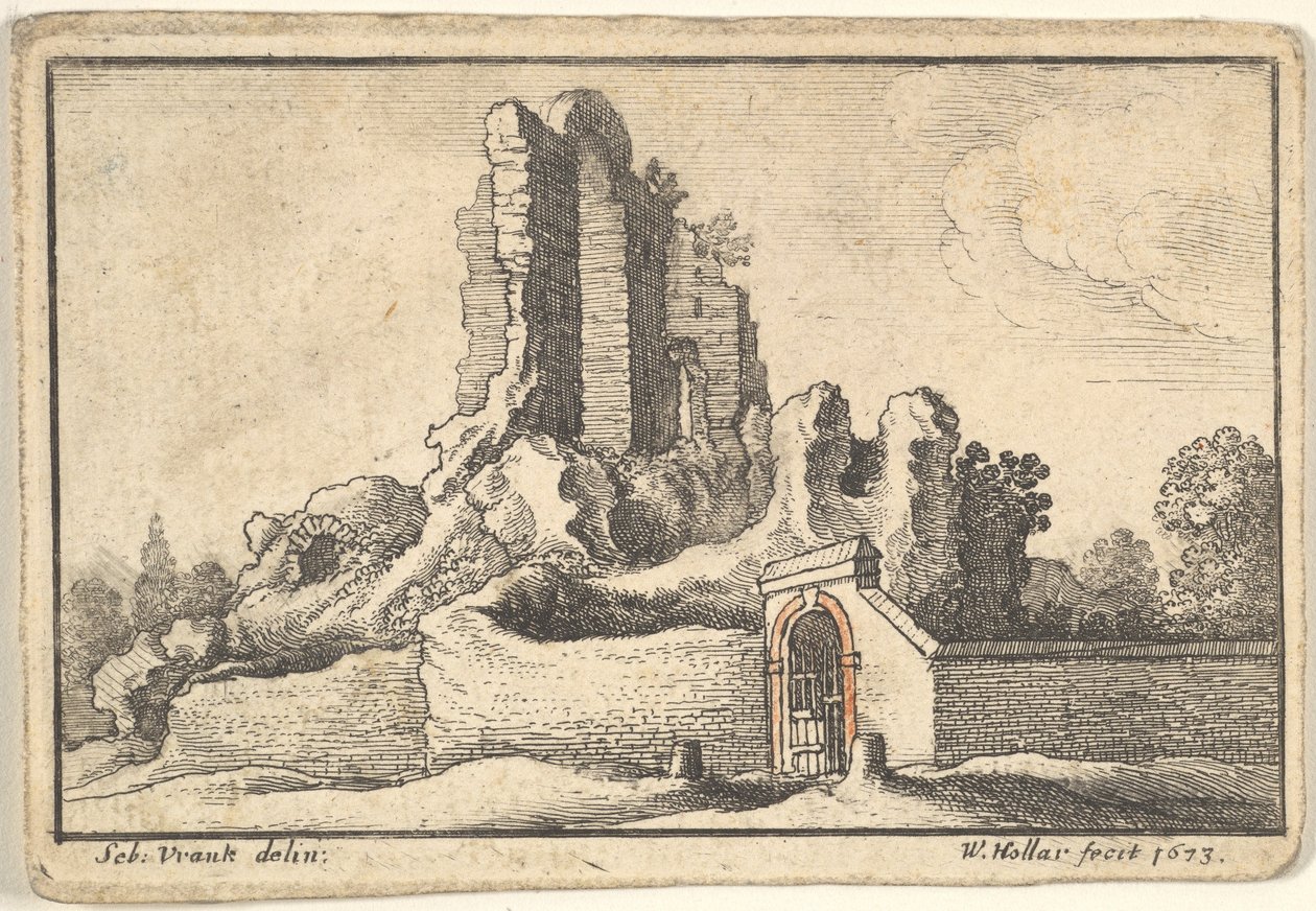 Ruins and a Barred Gate on the Esquiline Hill in Rome by Wenceslaus Hollar