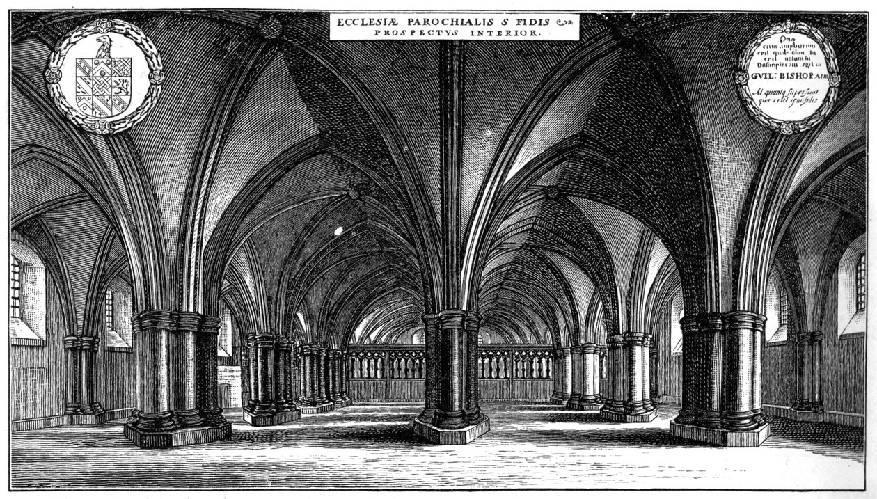St Faiths Church in the crypt of old St Pauls Cathedral, London by Wenceslaus Hollar