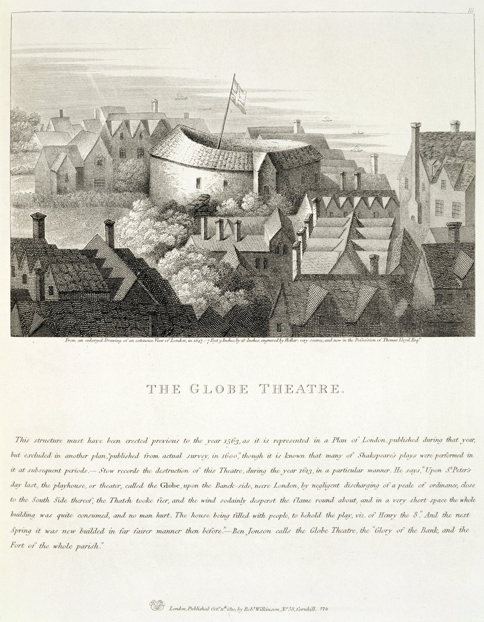 The Globe Theatre, c.1647, published by Robert Wilkinson, London, 1810 by Wenceslaus Hollar