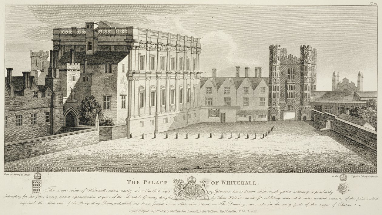 The Palace of Whitehall, from a drawing in the Pepysian Library, Cambridge by Wenceslaus Hollar