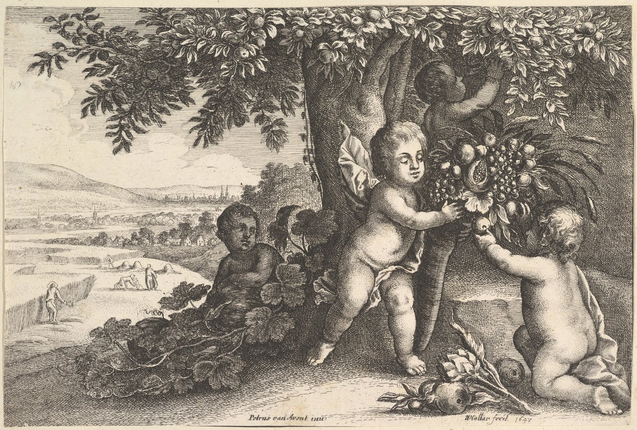 The River God and the Boys by Wenceslaus Hollar