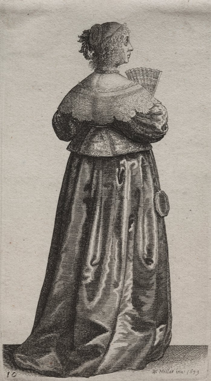 The Woman with a Fan and Mirror by Wenceslaus Hollar
