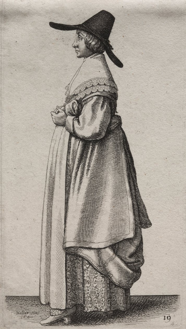 The Woman with a Mannish Hat and Flowered Petticoat by Wenceslaus Hollar