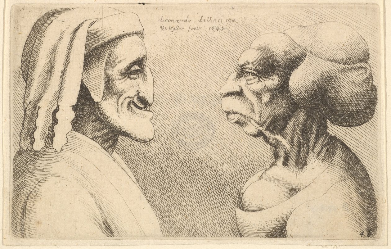Two Deformed Heads by Wenceslaus Hollar