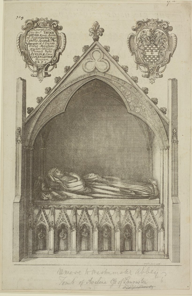 View of the Tomb of Avaline, Countess of Lancaster (Wife of Edmund, Earl of Lancaster) in Westminster Abbey by Wenceslaus Hollar