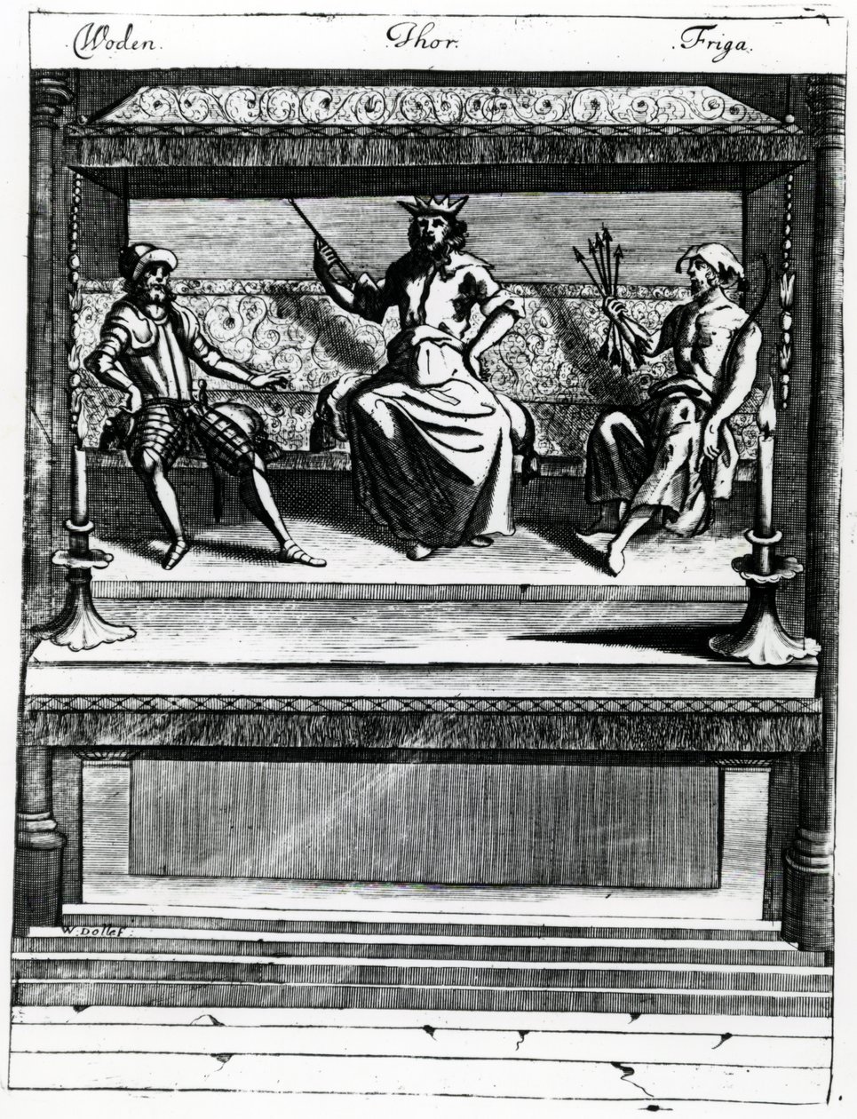 Woden, Thor and Friga by Wenceslaus Hollar