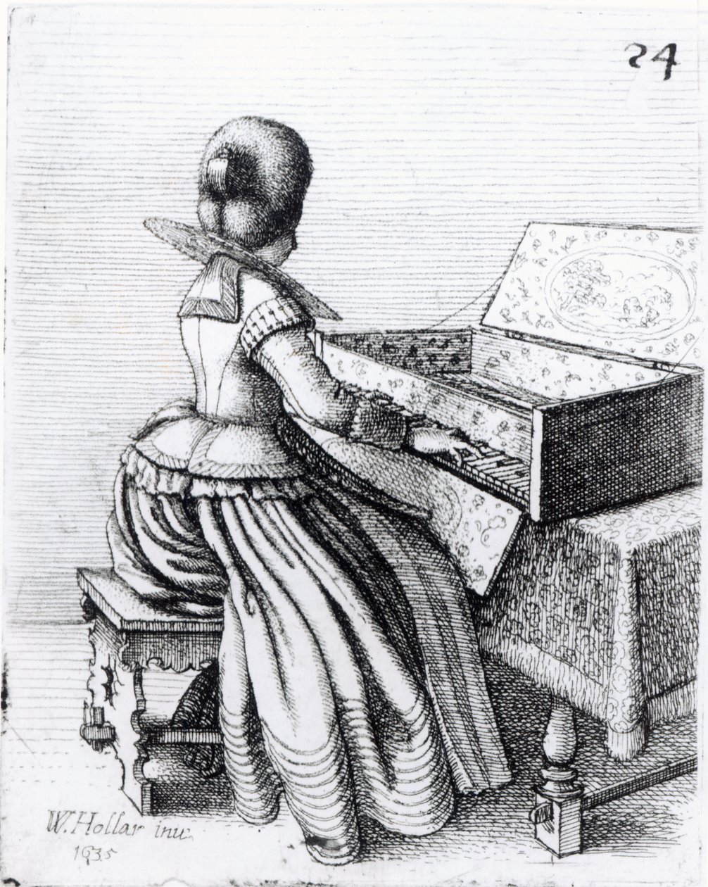 Woman Playing at a Keyboard, 1635 by Wenceslaus Hollar