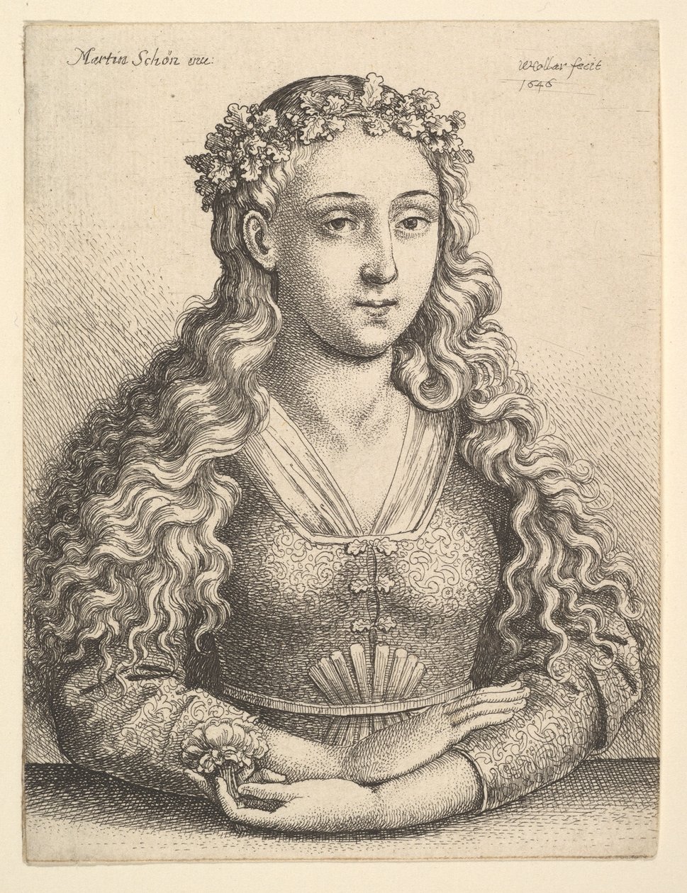 Woman with a Wreath of Oak Leaves by Wenceslaus Hollar