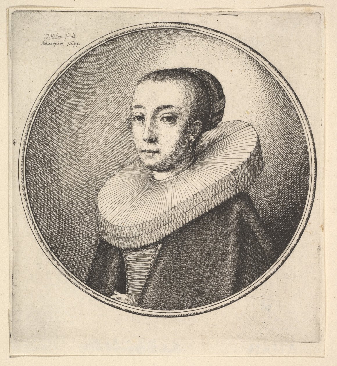 Woman with Circular Lace Ruff by Wenceslaus Hollar