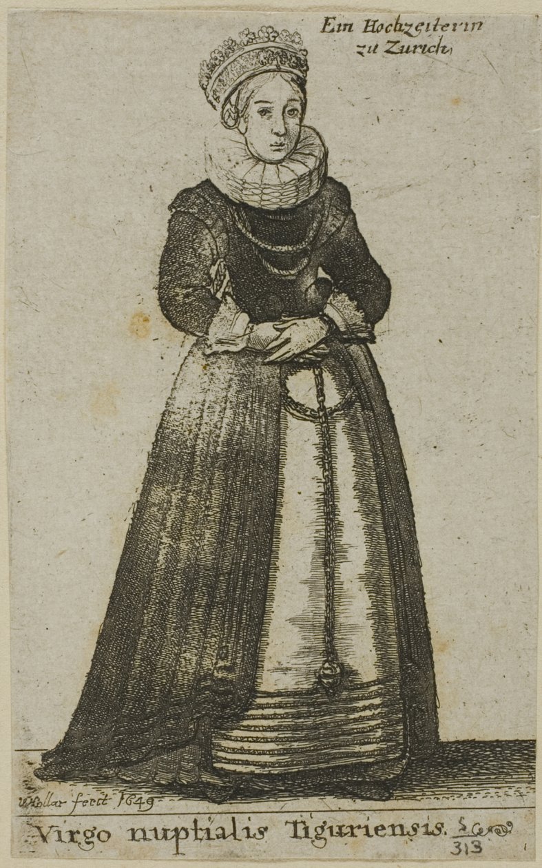 Zurich Woman in Wedding Dress by Wenceslaus Hollar