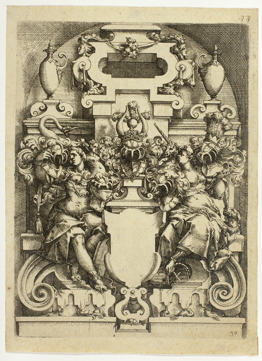Fantastic Architecture, plate 36 (later 44, and 125) from Architectura by Wendel Dietterlin