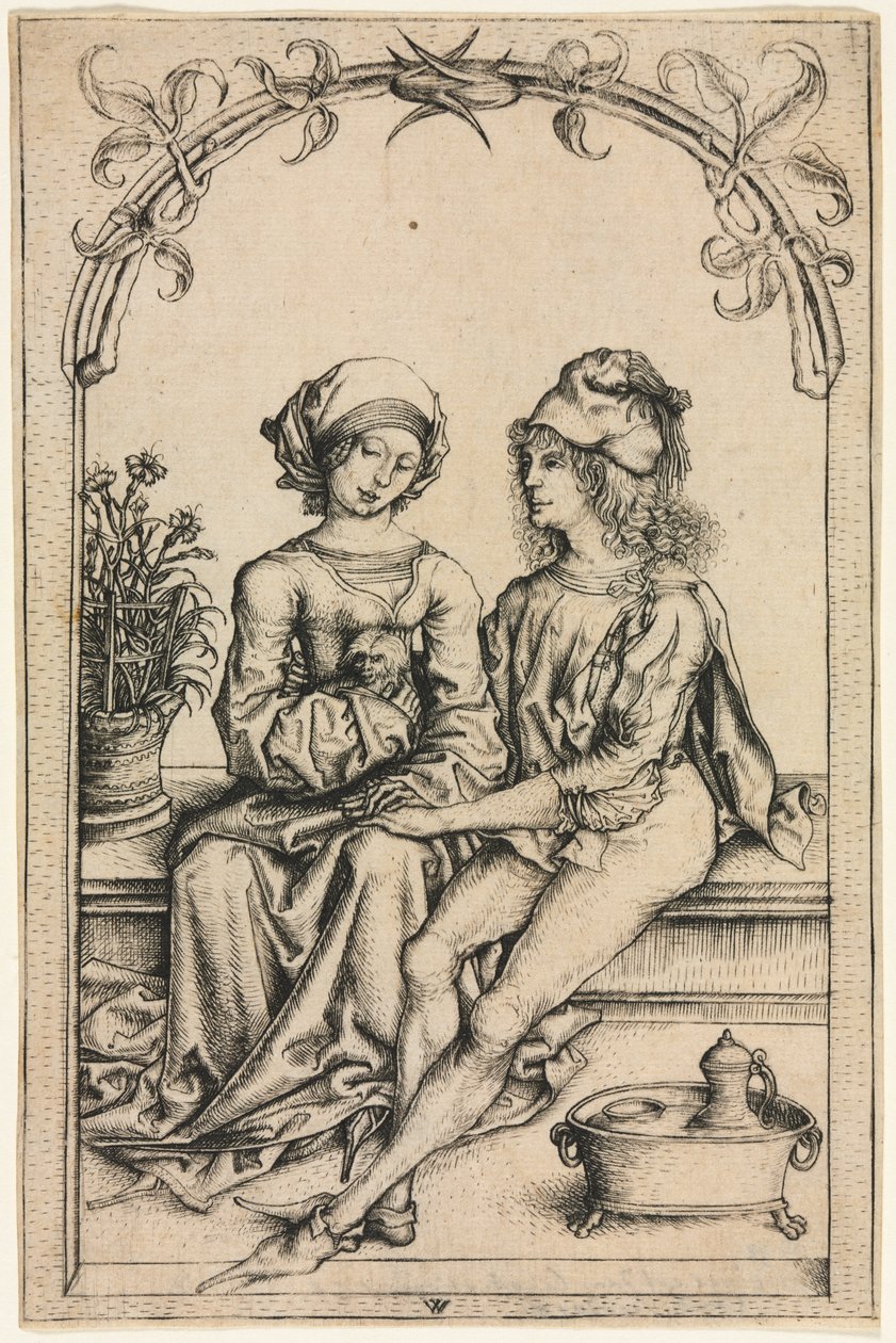 The Lovers (after the Housebook Master) by Wenzel or Wenceslaus von (after) Olmutz