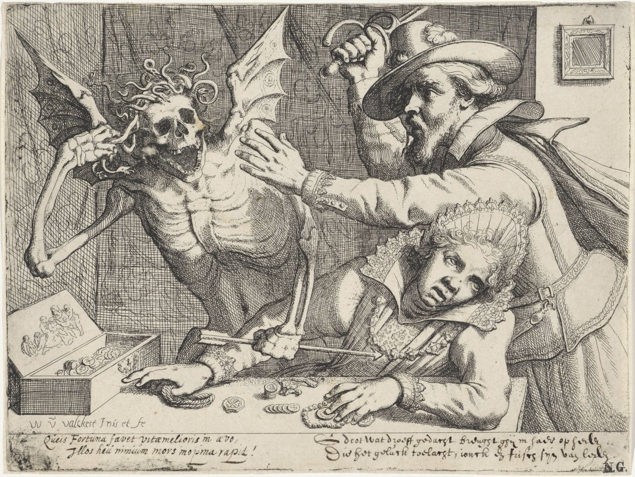Young Couple and Death by Werner van den Valckert