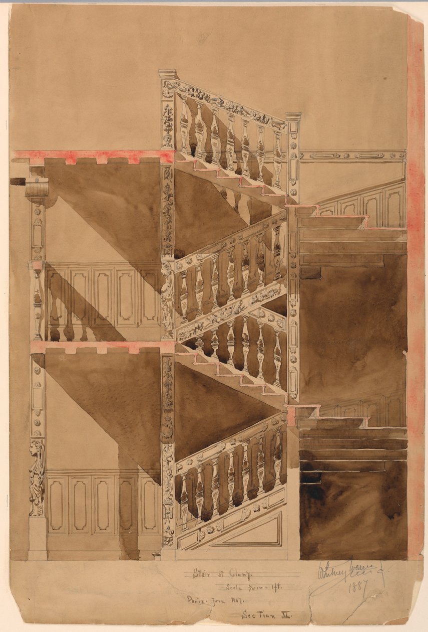 Stair at the Cluny, Paris, 1887 by Whitney Warren Jr.