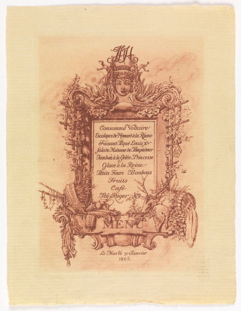 Menu for the Ball Given by James Hazen Hyde, January 31, 1905 by Whitney Warren Jr.