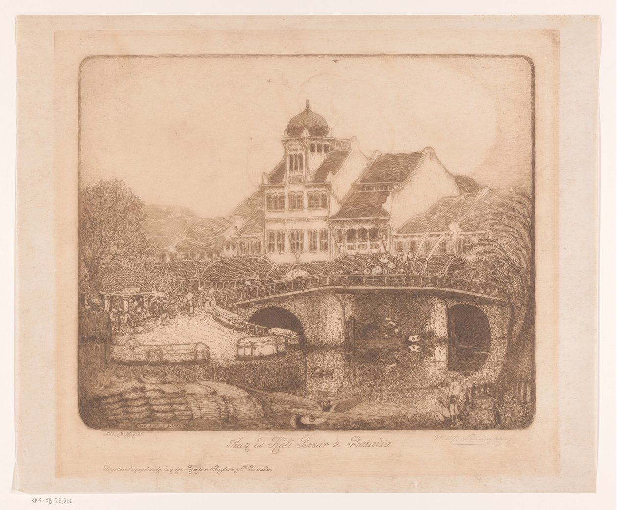 At the Kali Besar in Batavia by Wijnand Otto Jan Nieuwenkamp (signed by artist)