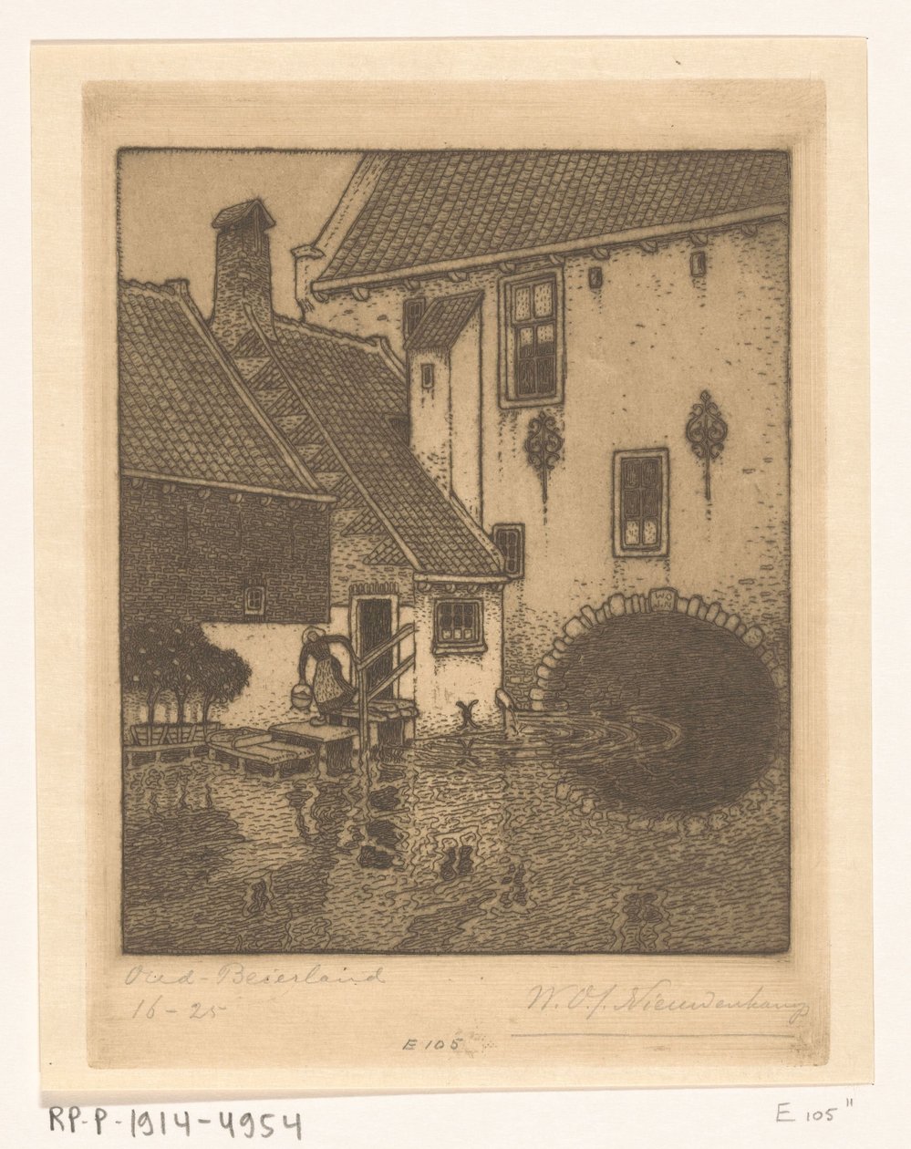 Rear Facade of the Town Hall in Oud-Beijerland by Wijnand Otto Jan Nieuwenkamp (signed by artist)