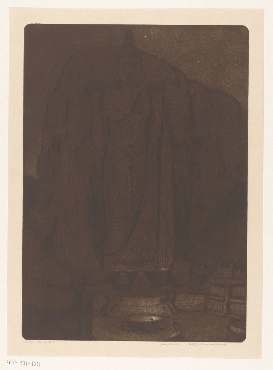 Statue of the Buddha Avukana at Kekirawa in Sri Lanka by Wijnand Otto Jan Nieuwenkamp (signed by artist)