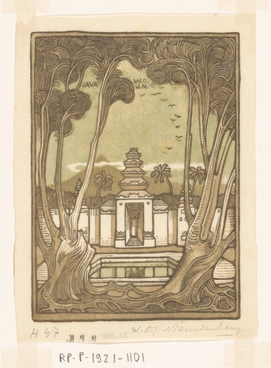 Cemetery Near Yogyakarta in Java by Wijnand Otto Jan Nieuwenkamp (signed by artist)