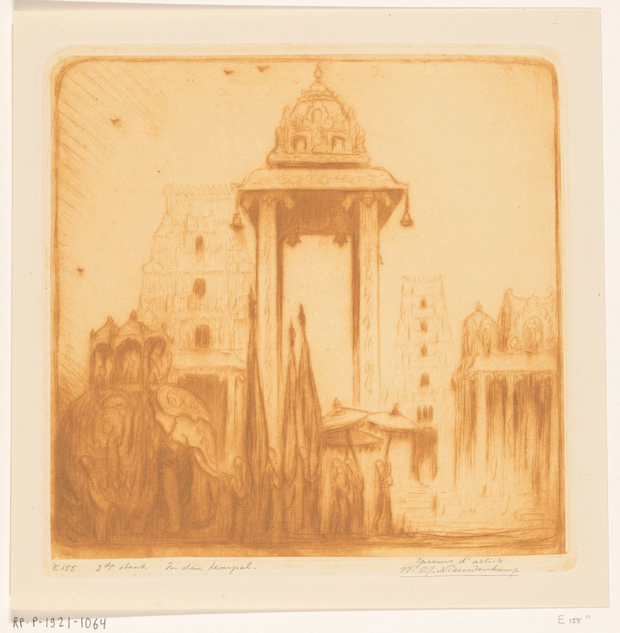 Courtyard of a Temple in British India by Wijnand Otto Jan Nieuwenkamp (signed by artist)