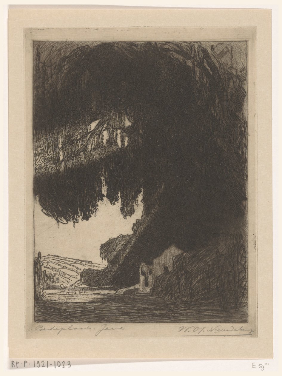 Chinese Chapel in the Vicinity of Semarang on Java by Wijnand Otto Jan Nieuwenkamp (signed by artist)