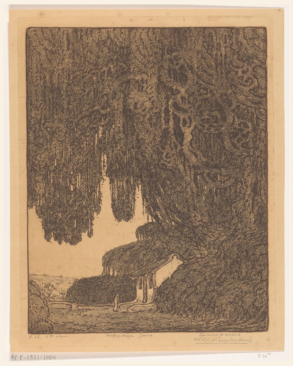Chinese Chapel near Semarang on Java by Wijnand Otto Jan Nieuwenkamp (signed by artist)
