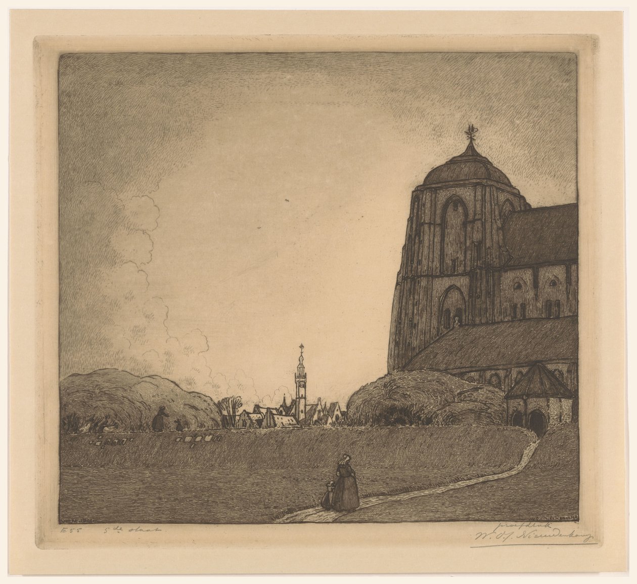 View of Veere by Wijnand Otto Jan Nieuwenkamp (signed by artist)