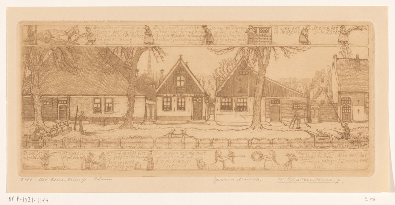 The Peasant Neighborhood, Edam by Wijnand Otto Jan Nieuwenkamp (signed by artist)