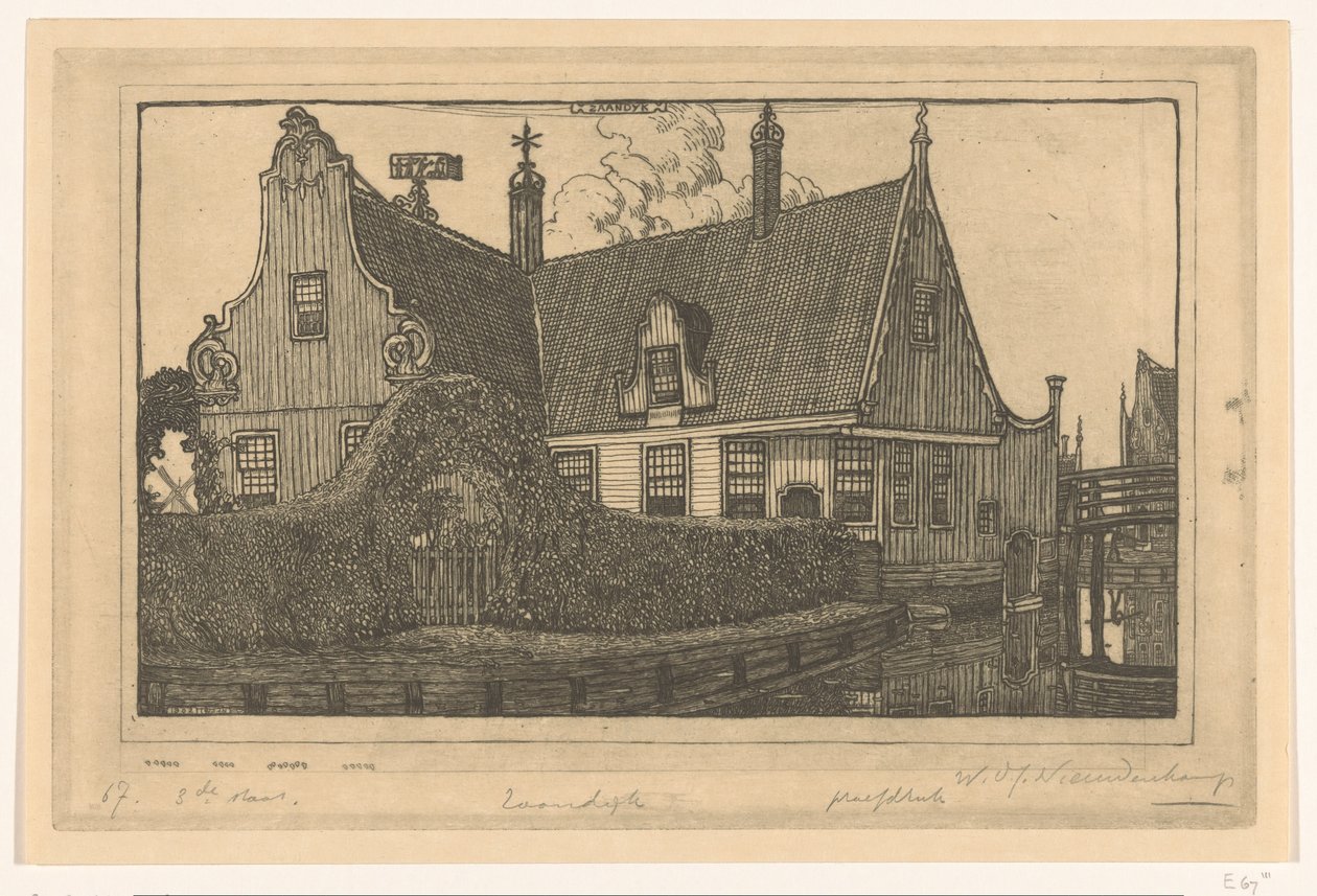 Wooden House by the Water in Zaandijk by Wijnand Otto Jan Nieuwenkamp (signed by artist)
