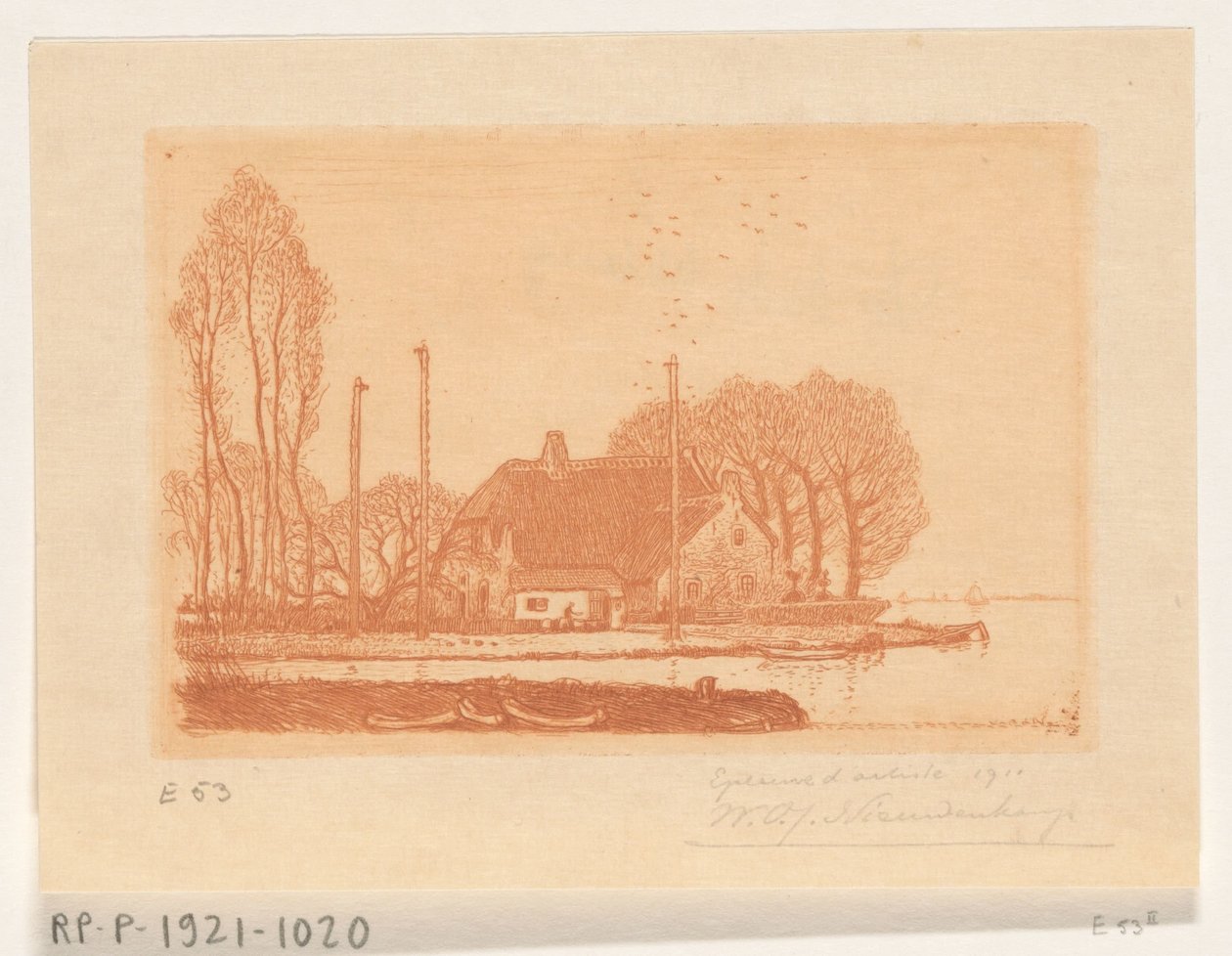 House by the Water in Oude Wetering by Wijnand Otto Jan Nieuwenkamp (signed by artist)