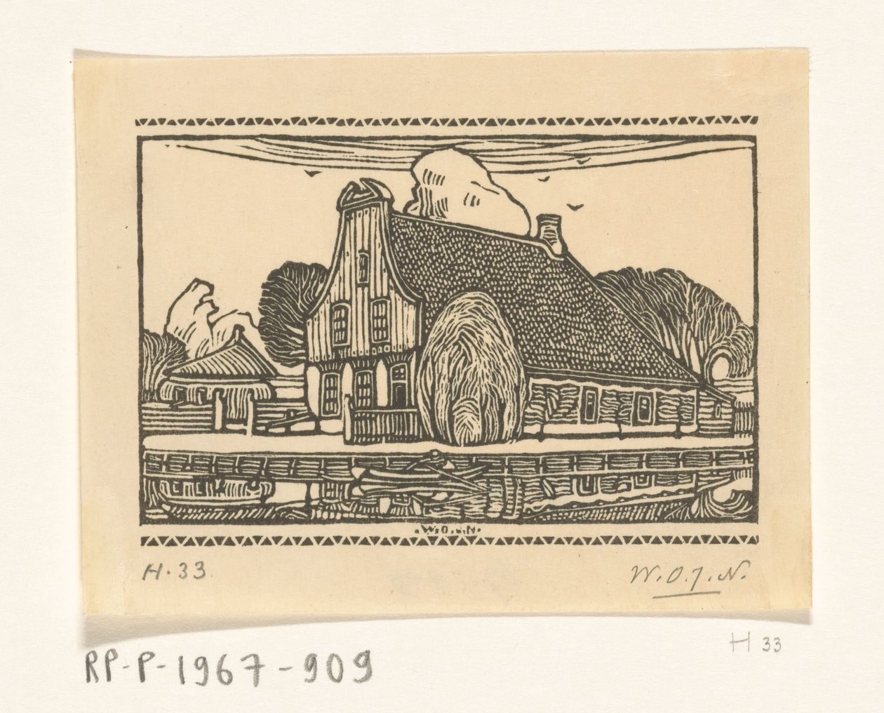 House with Wooden Facade by a Canal in Edam by Wijnand Otto Jan Nieuwenkamp (signed by artist)