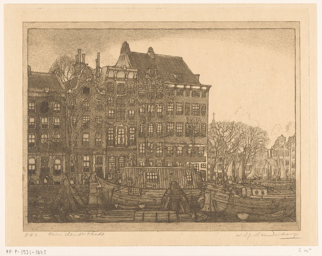 Houses on Prins Hendrikkade in Amsterdam by Wijnand Otto Jan Nieuwenkamp (signed by artist)