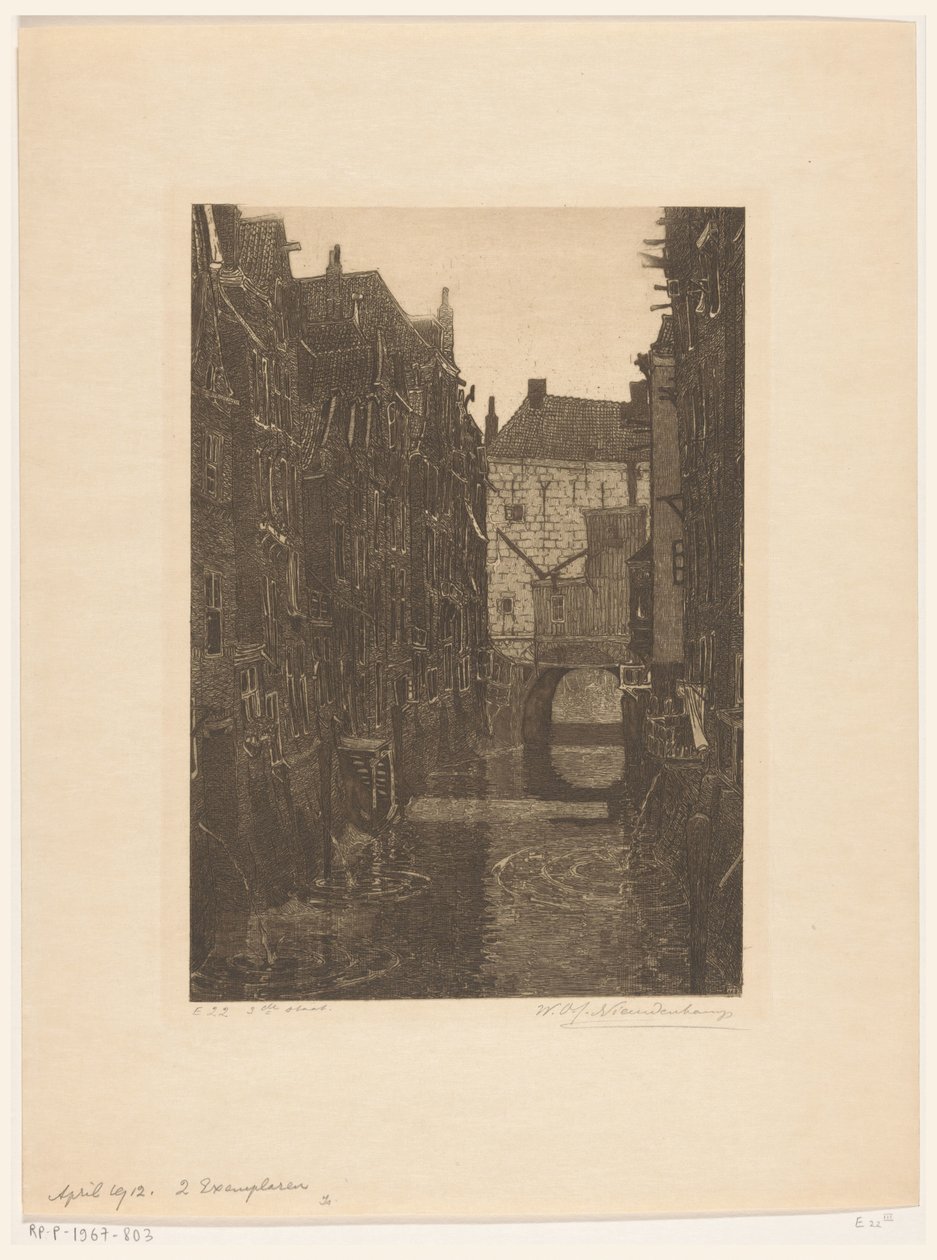 Houses on the Voorstraatshaven in Dordrecht (Dordrecht, six etchings by W.O.J. Nieuwenkamp and J.M. Graadt van Roggen) by Wijnand Otto Jan Nieuwenkamp (signed by artist)