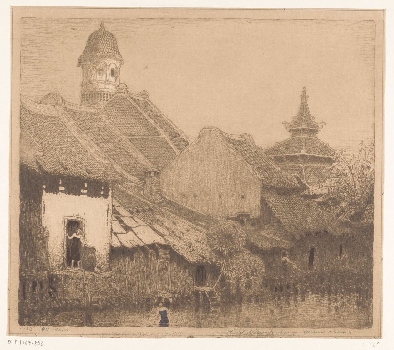 Houses by the Water in Semarang by Wijnand Otto Jan Nieuwenkamp (signed by artist)