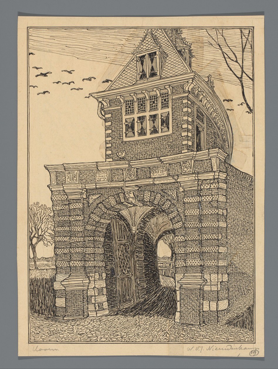 Oosterpoort in Hoorn by Wijnand Otto Jan Nieuwenkamp (signed by artist)