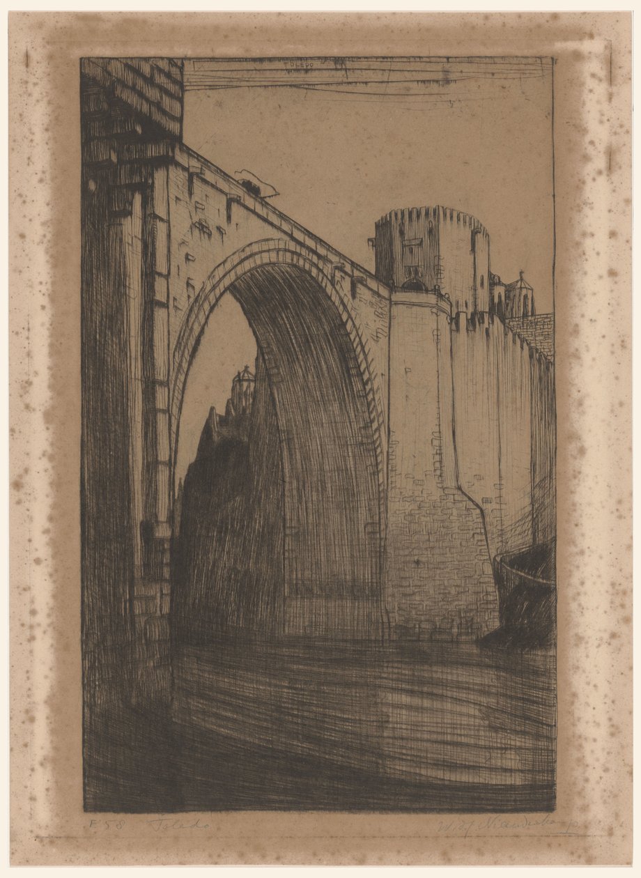 Puente de Alcántara over the Tagus in Toledo by Wijnand Otto Jan Nieuwenkamp (signed by artist)