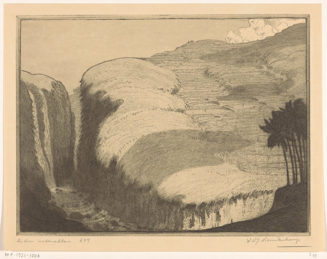 Two Waterfalls in Gianyar, Bali by Wijnand Otto Jan Nieuwenkamp (signed by artist)
