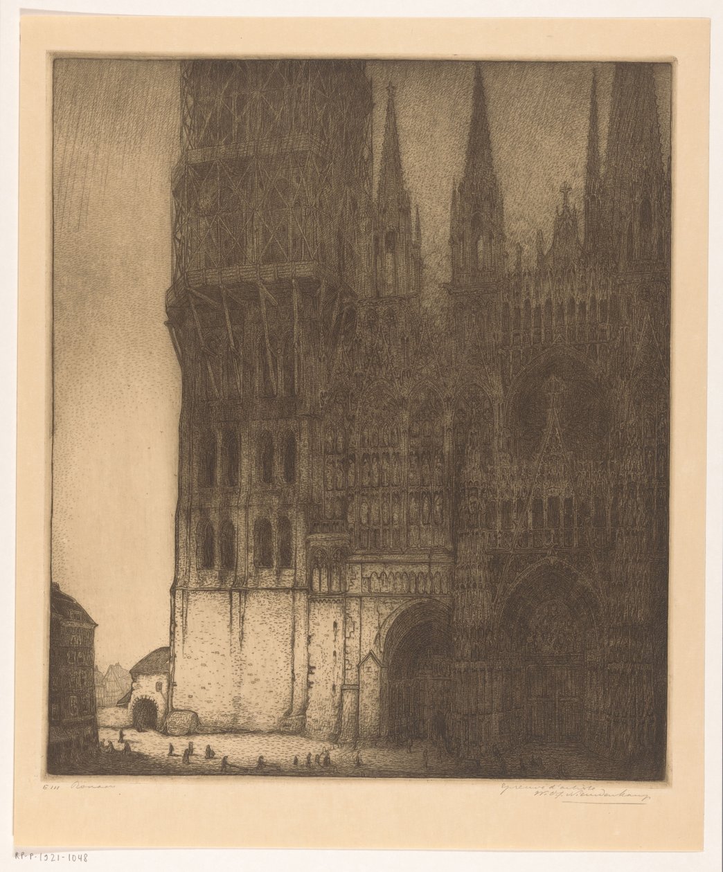 Facade of the Notre-Dame Cathedral in Rouen by Wijnand Otto Jan Nieuwenkamp (signed by artist)