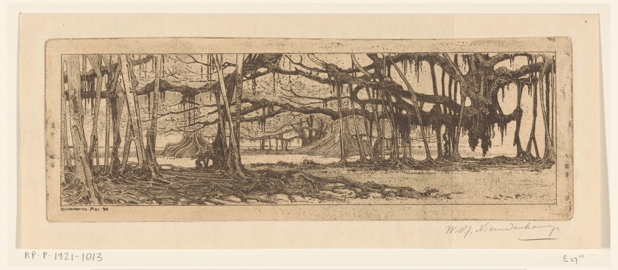 Waringin Trees in a Garden in Buitenzorg by Wijnand Otto Jan Nieuwenkamp (signed by artist)