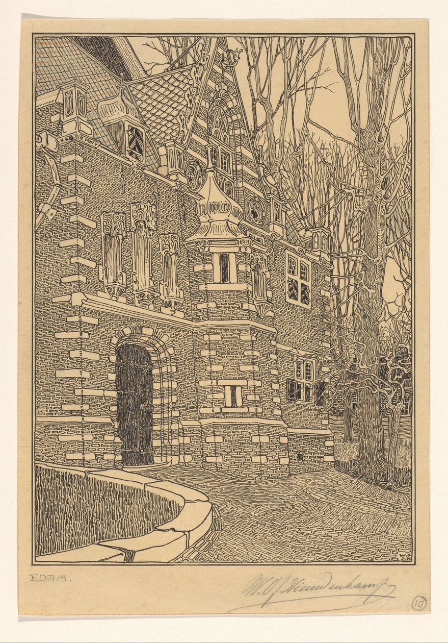 South Portal of the Grote or Sint-Nicolaaskerk in Edam by Wijnand Otto Jan Nieuwenkamp (signed by artist)