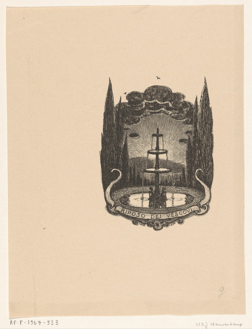 Fountain in the Garden of Villa Il Riposo dei Vescovi in Fiesole by Wijnand Otto Jan Nieuwenkamp