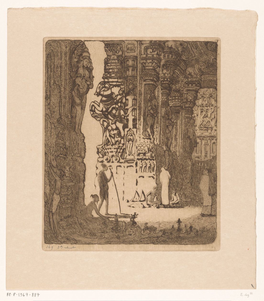 Carved Columns in a Bazaar in Madurai by Wijnand Otto Jan Nieuwenkamp