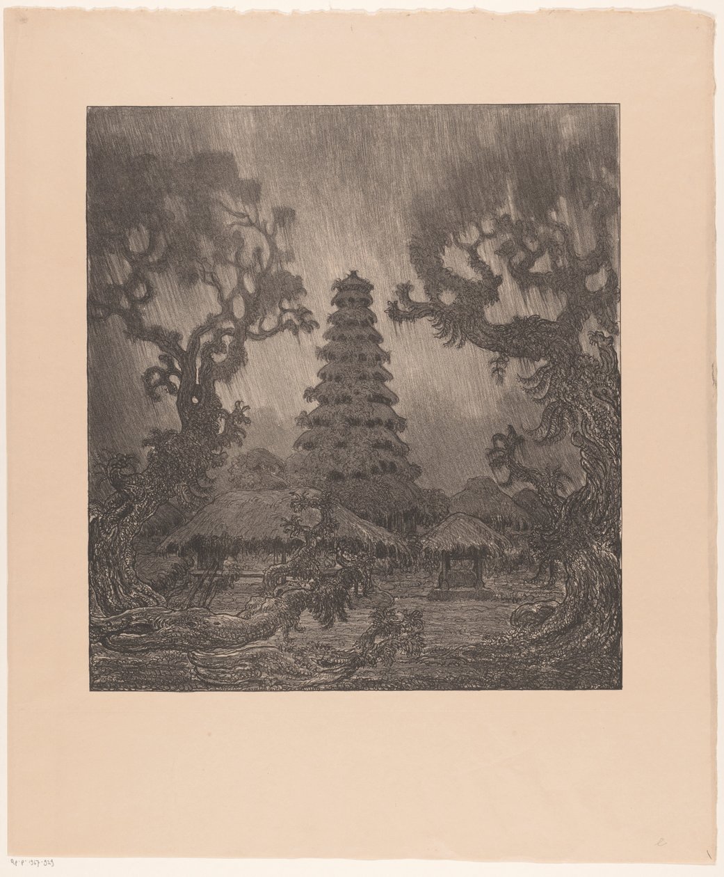 Pagoda in the Rain by Wijnand Otto Jan Nieuwenkamp