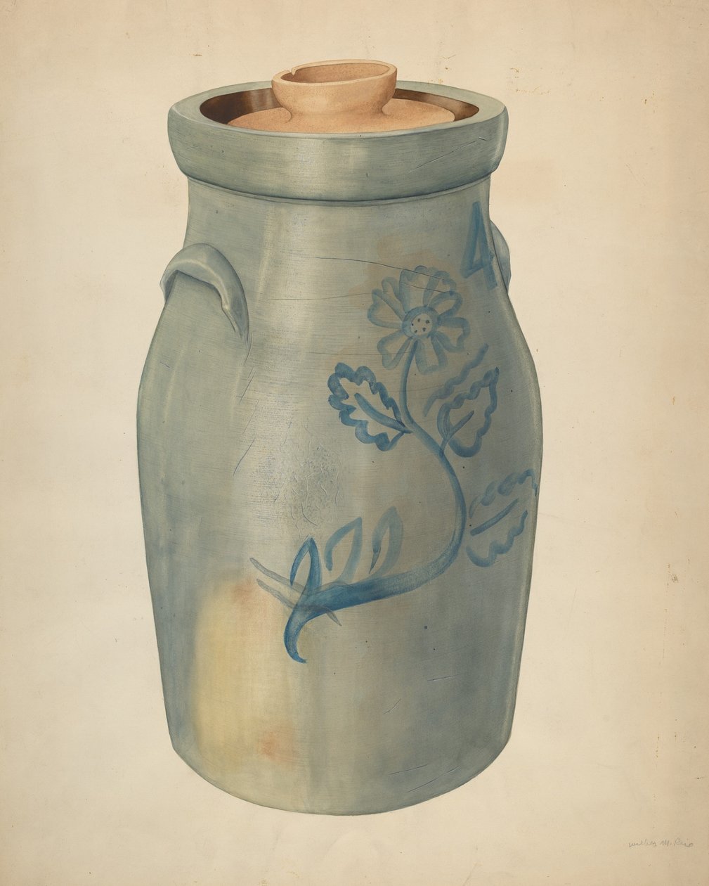 Earthenware Butter Churn by Wilbur M Rice