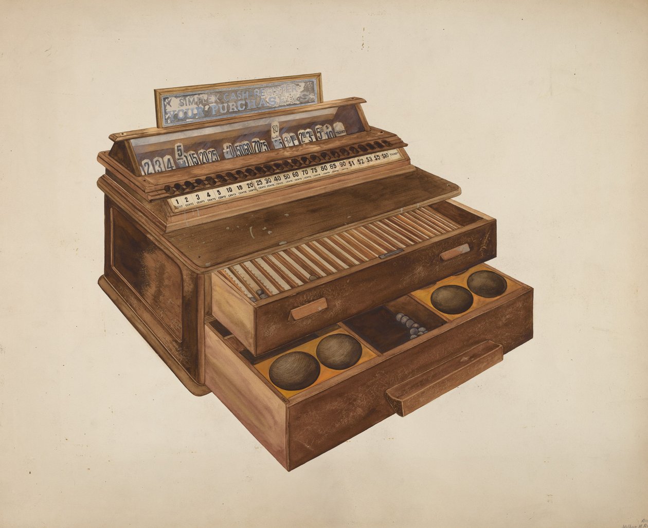 Wooden Cash Register by Wilbur M Rice