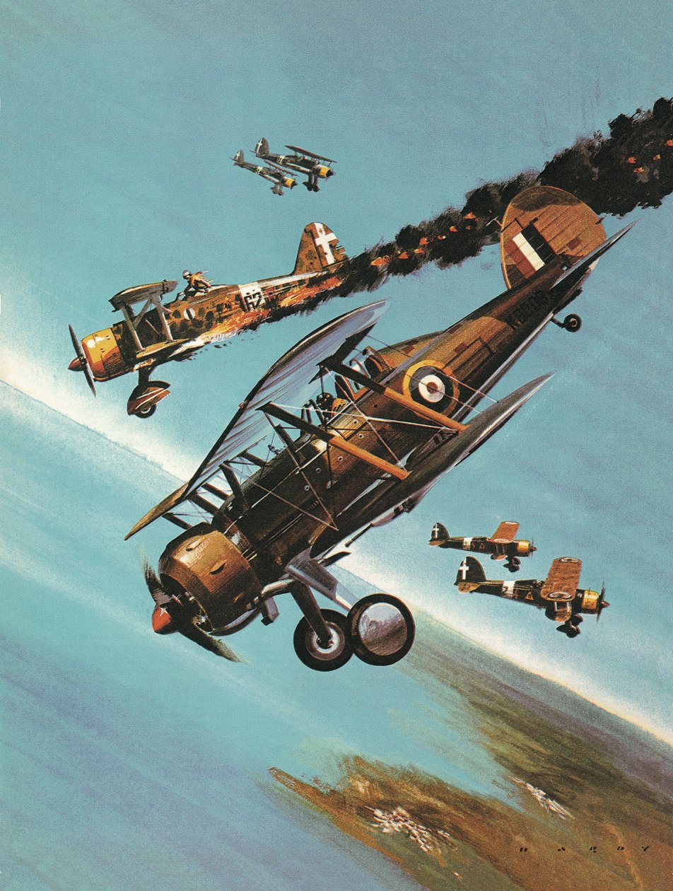Famous Aircraft and Their Pilots: The Gloster Gladiator -- Squadron Leader Pattle by Wilf (20th century) Hardy