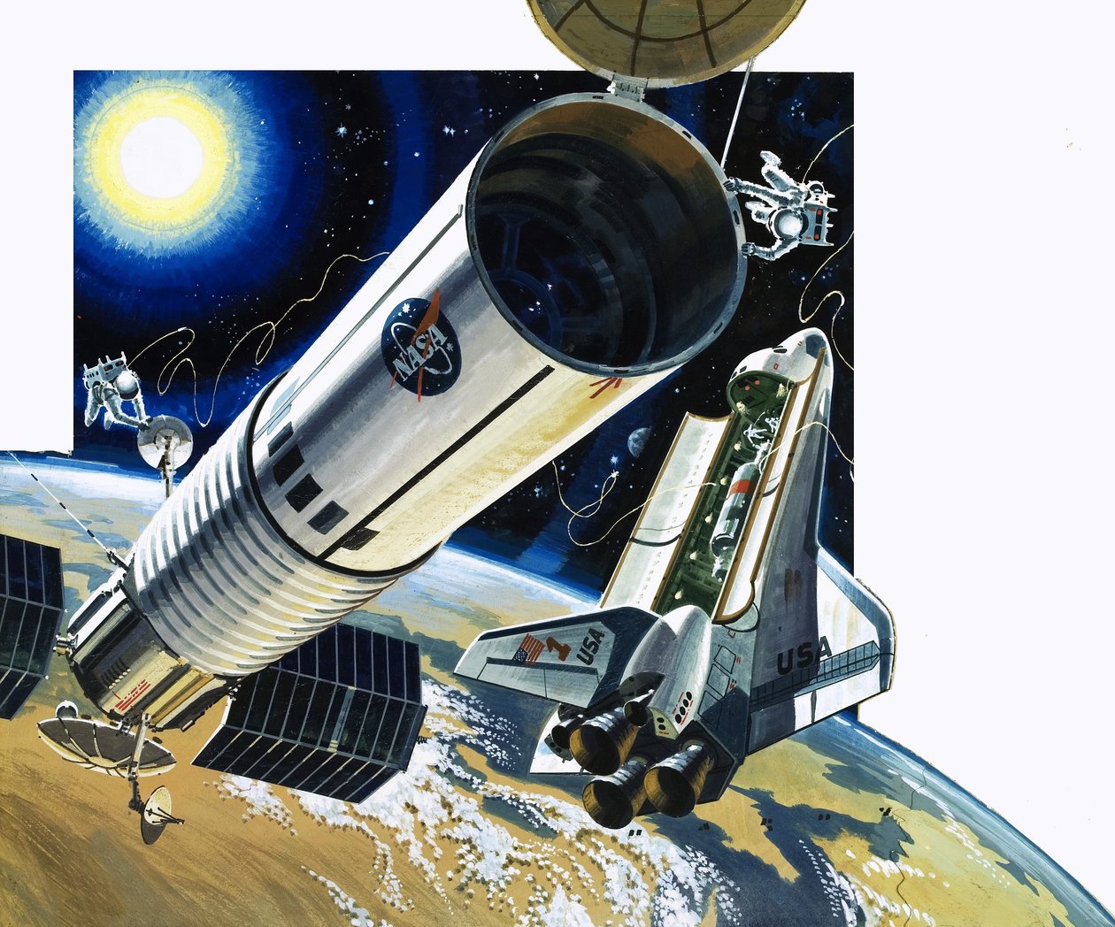 Unidentified Space Shuttle Scene by Wilf (20th century) Hardy