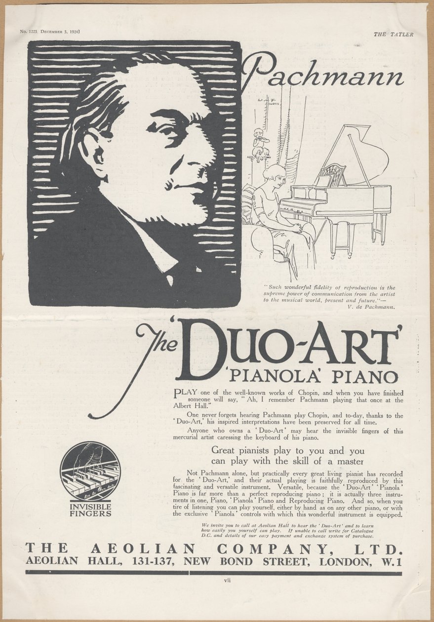 Aeolian Company Pianolas by Wilfred Fryer