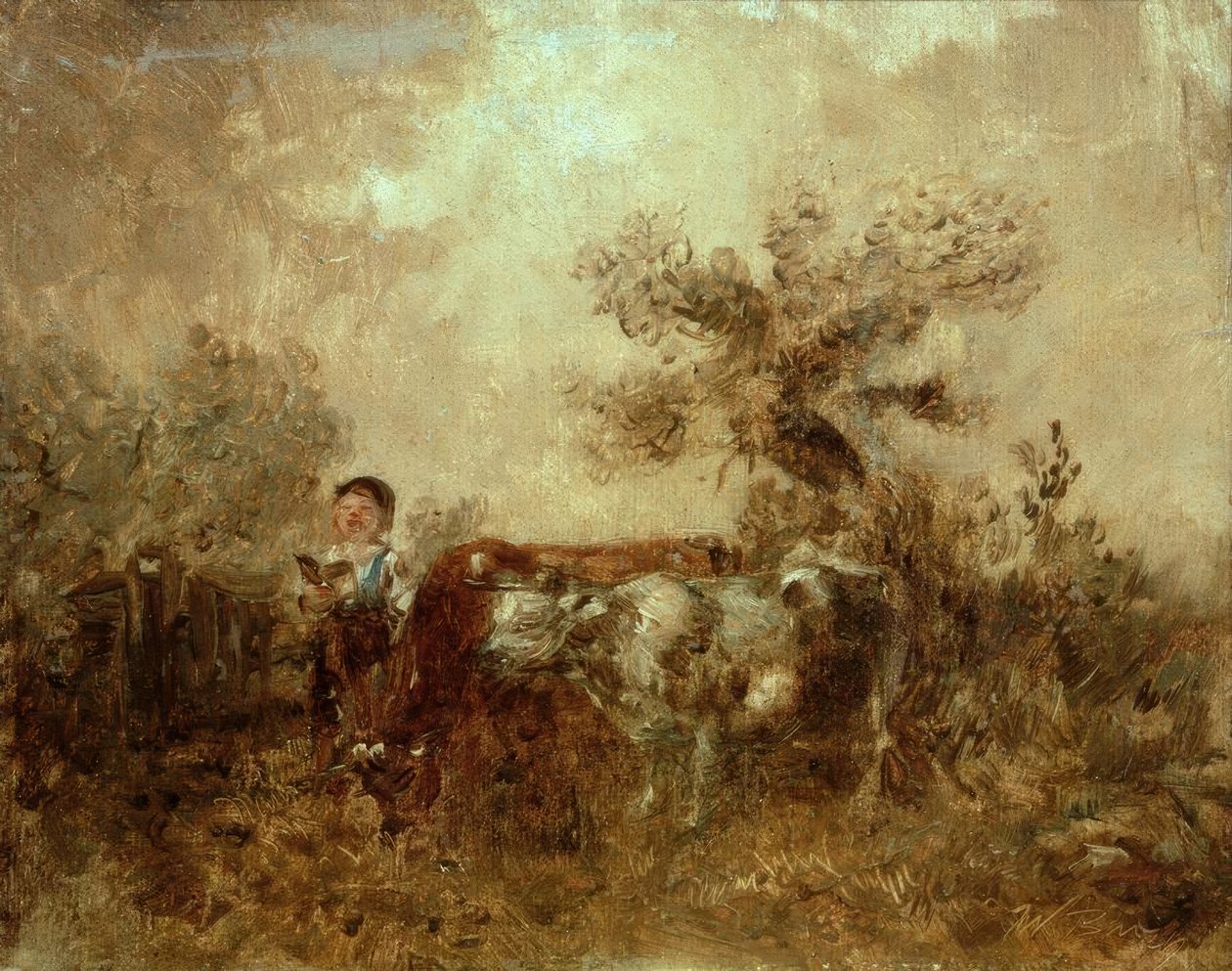 Boy Singing with Cows by Wilhelm Busch