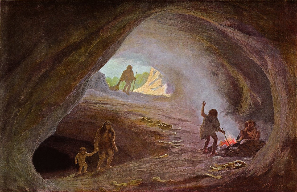 Cavemen during the Ice Age, after a sketch by Professor Klaatsch by Wilhelm Kranz